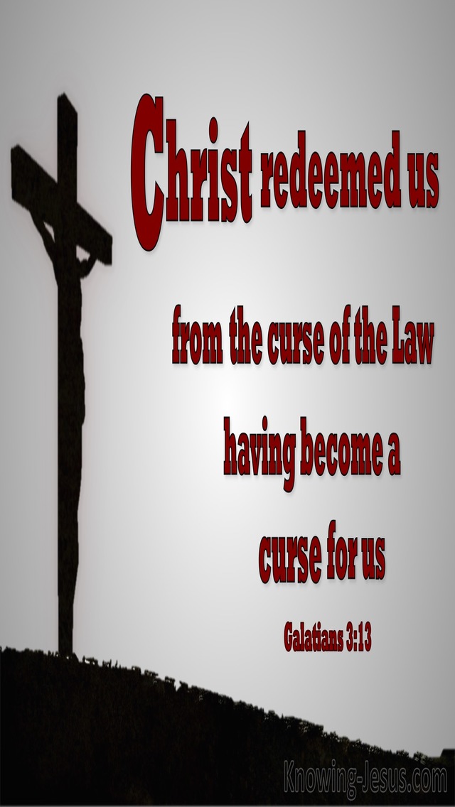 Galatians 3:13 Cursed Is He Who Hangs On A Tree (red)